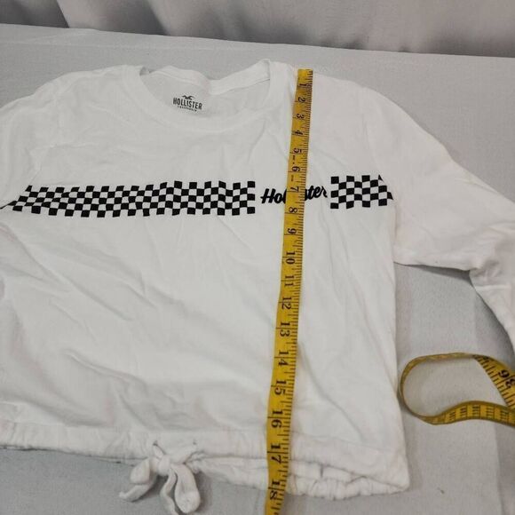 Hollister Size Medium White Long-Sleeve Cropped Tie W - Picture 3 of 6